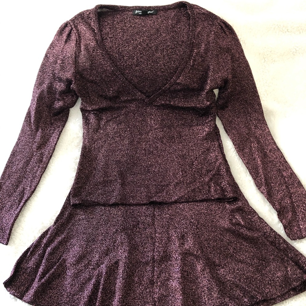 Betsey Johnson Knit Top in sparkly purple NWOT